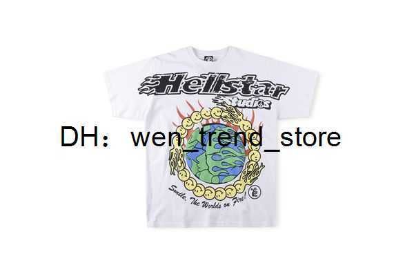

t-shirts hellstar studios earth print trendy hip-hop short sleeves man women t shirts cotton men vintage summer loose tee rock outfits 1 lc, White;black