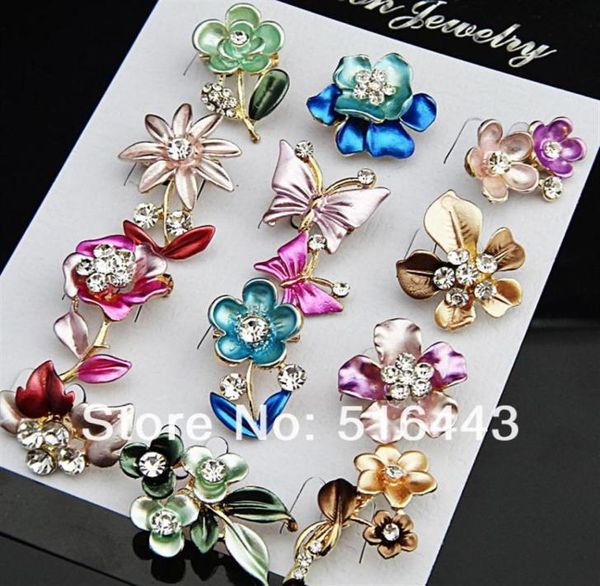 

charms 24pcs18k gold plated enamel anniversary women flower brooches whole jewelry lots a634255z1470130, Gray