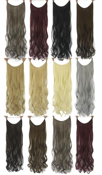 

22 26 inches wave loop micro ring hair extensions synthetic high fish line weaving weft 17 colors fl0162835366, Black