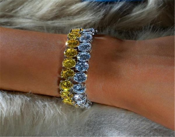 

luxury tennis bracelet silver yellow gold filled 8mm diamond cz party wedding bracelets for women men hiphop bracelet4141814, Black