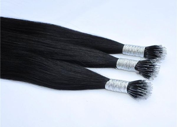 

1 black color silk straight peruvian nano ring human hair extensions 08g s 200g pack factory s all colors extensions8678166