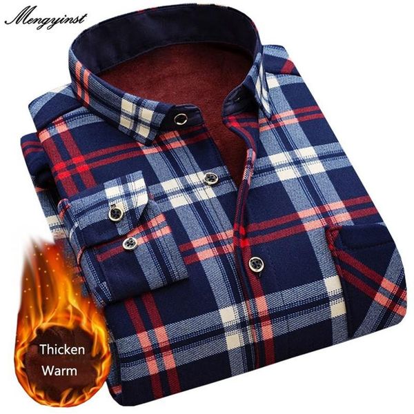 

2020 fashion men slim long sleeve shirts autumn winter thickening warm plaid male social shirt clothing camisa social masculina261l, White;black