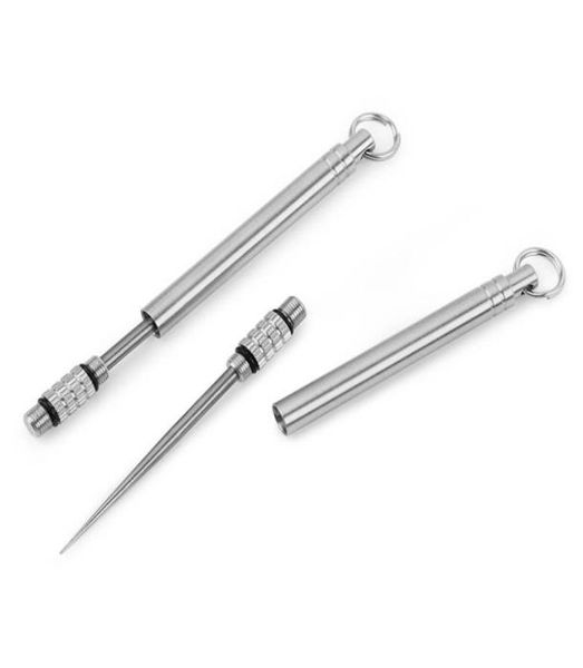 

edc pure titanium waterproof toothpick multifunction fruitpickholdercase reusablerecyclable outdoor travel kits4592613, Silver