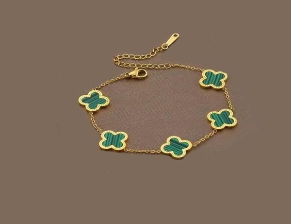 

fashion classic 4four leaf clover charm bracelets bangle chain 18k gold agate shell motherofpearl for womengirl wedding mother7993570, Golden;silver