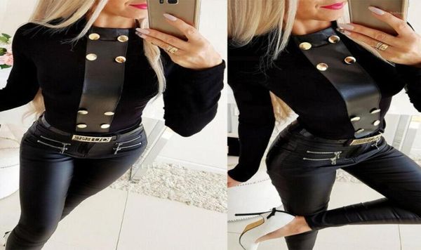 

warm black blouse shirts elegant pu leather womens blouses button women shirts long sleeve women clothes blusa17767827, White
