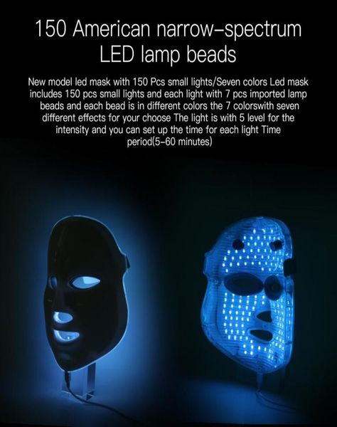 

7 colors led facial face mask machine pon therapy light skin rejuvenation facial pdt skin care antiwrinkle beauty mask2731729