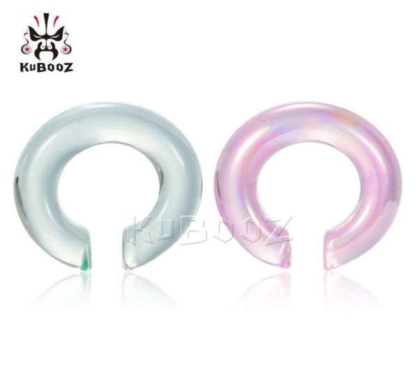 

kubooz transparent glass round earrings ear plugs tunnels gauges body piercing jewelry expanders whole 6mm to 10mm 30pcs265f2219684, Silver