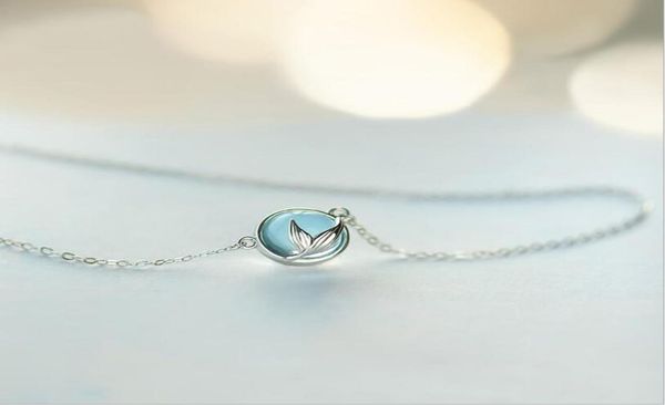 

new sterling silver jewelry fashion creative beautiful women039s luxury pendant necklace mermaid blue crystal designer necklace7930057