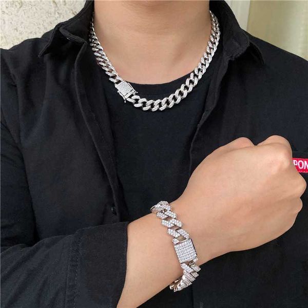 

fine hip hop iced out cuban chain 6mm 8mm 10mm 12mm 14mm 925 sterling silver moissanite cuban link chain necklace and bracelet