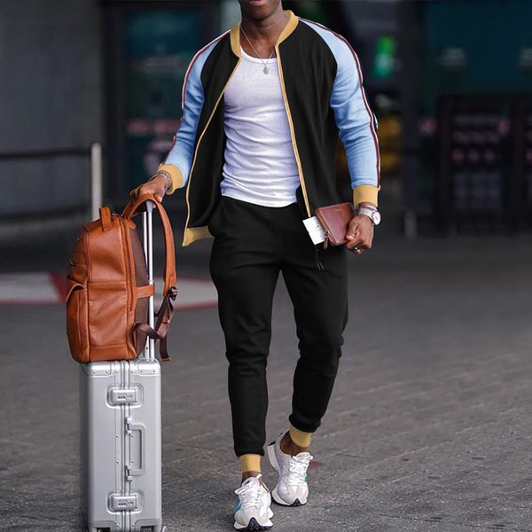 

mens tracksuits fashion color jogging suit for men youth casual sports set zipper tracksuit 230811, Gray