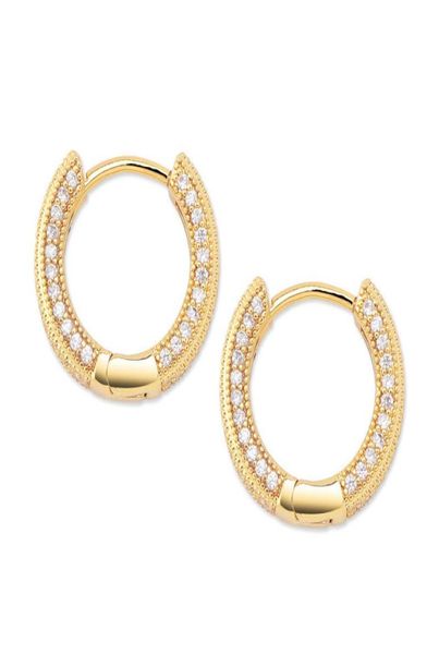 

new style huggie hoop earrings iced out full cubic zircon bling men and women hip hop jewelry4085872, Golden