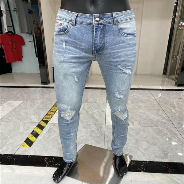 

letter printed white denim pants new style mens designer pencil jeans fashion club clothing for hip hop skinny jeans2486, Blue