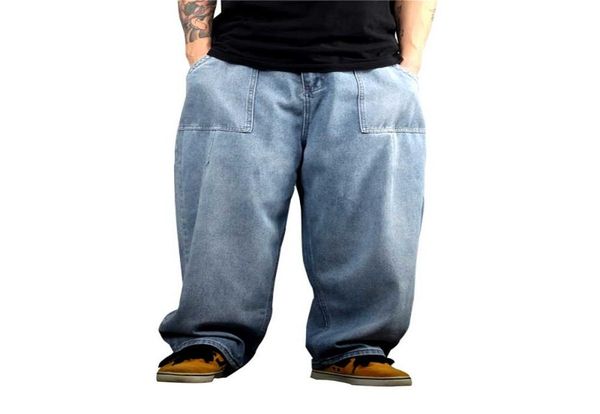 

fashion hiphop harem jeans men casual streetwear loose baggy trousers wide leg denim pants male clothing9171366, Blue