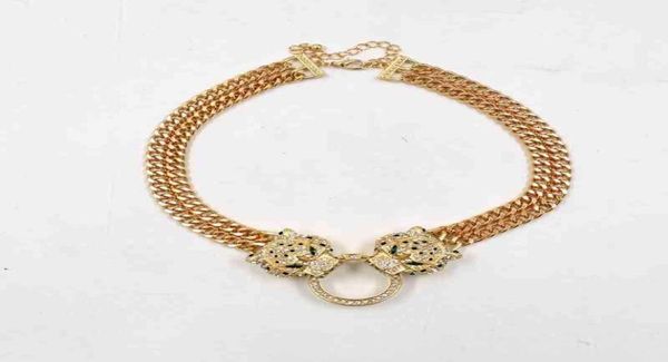 

wholale jewellery luxury leopard necklace pendant fashion diamond gold cuban chain necklace2694133, Silver
