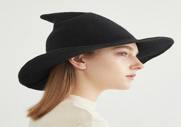 

fashion knitted witch hat halloween spire big brim hats kids knitting fisherman cap a41125185622, Yellow