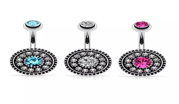 

5 colors rhinestone bohemian stainless steel jewelry navel bars silver belly button ring navel body piercing jewelry2872429