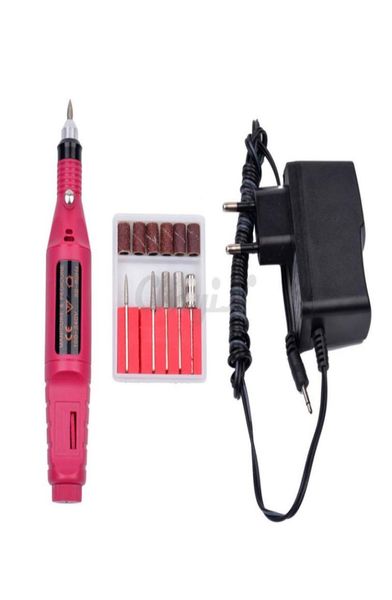 

wholeprofessional nail art drill set 6 bits electric manicure nail tool pen manicure pedicure machine nail grinder polisher f3640380