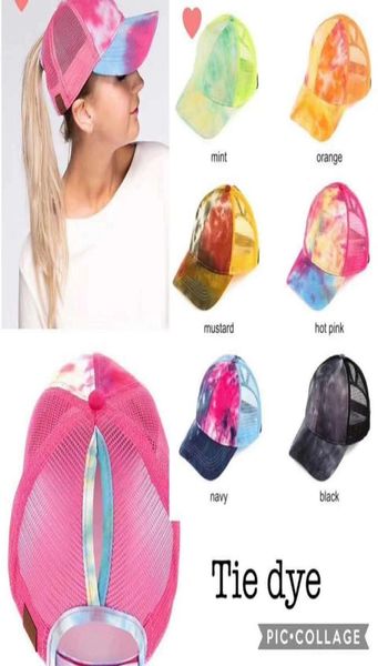 

women tiedyed ponytail baseball cap summer hat female spring autumn sun gradient color outdoor cycling mesh snapback m22467186948, Yellow