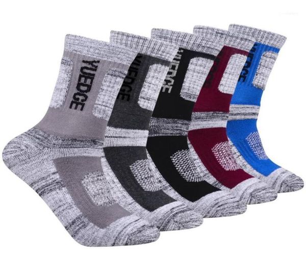 

sports socks yuedge brand 5 pairs men wicking cushion outdoor sport for hiking walking running climbing backpacking s5127204, Black