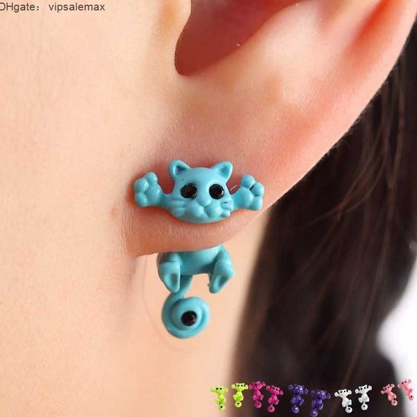 

multiple color classic fashion kitten animal jewelry cute cat stud earrings for women girls jewelry accessories, Golden