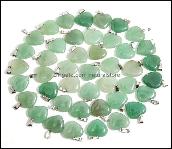 

charms jewelry findings components natural heart stone pendants green aventurine gemstone 20mm for women diy making accessories dr9264488, Bronze;silver