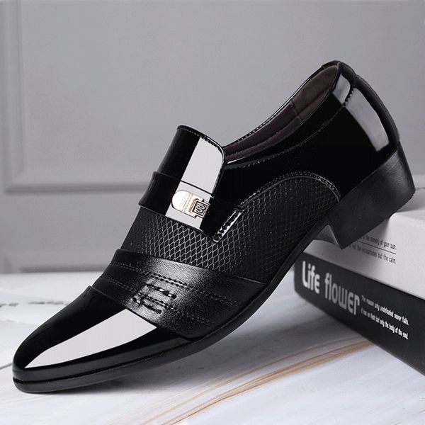 

dress shoes slip on men oxfords fashion business classic leather men's suits man 230810, Black