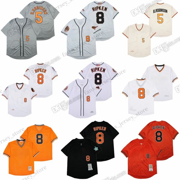 

1989 vintage mitchell and ness baseball jerseys 5 brooks robinson 8 cal ripken stitched jersey, Blue;black