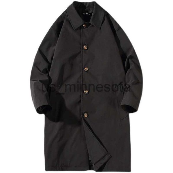 

men's jackets 2022 spring men black oversized trench coat men loose fashion casual windbreaker male medium length korean handsome overc, Black;brown