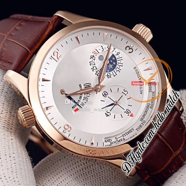 

new master control world geographic q1508420 q1528420 white dial automatic mens watch moon phase power reserve rose gold leather q1522420 wa, Slivery;brown