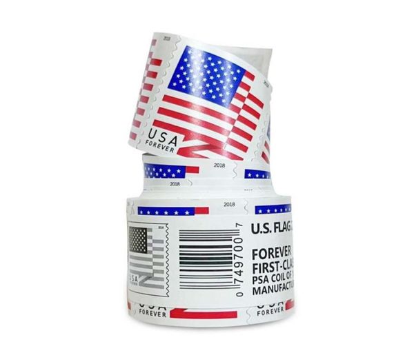 

2022 forever us flag roll of 100 first class us postal service wedding envelopes postcard mail supplies5244433, Black
