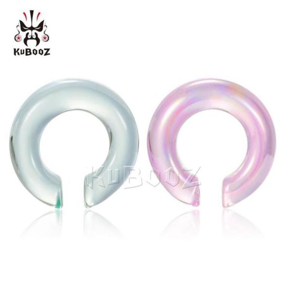 

kubooz transparent glass round earrings ear plugs tunnels gauges body piercing jewelry expanders whole 6mm to 10mm 30pcs265f5247316, Silver