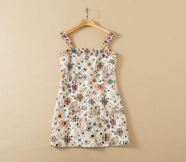 

1120 2022 spring summer brand same style dress sleeveless spaghetti strap a line above knee luxury womens clothes flora print sh2008530, Black