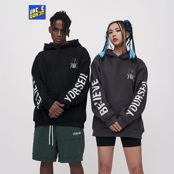 

mens hoodies sweatshirts autumn and winter flame graphic hoodie streetwear men velvet sweatshirt tracksuit 230810, Black
