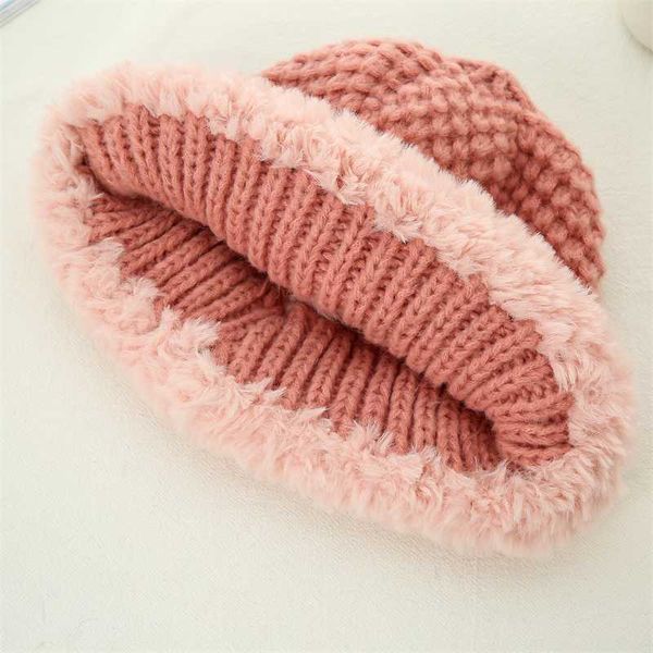 

Warm Beanie/skull Beanie Balaclava Winter Caps Earmuffs Beanies Knitted Wool Hats for Women 2022 New Bonnet Large Size Plush Knitting Bas, Red