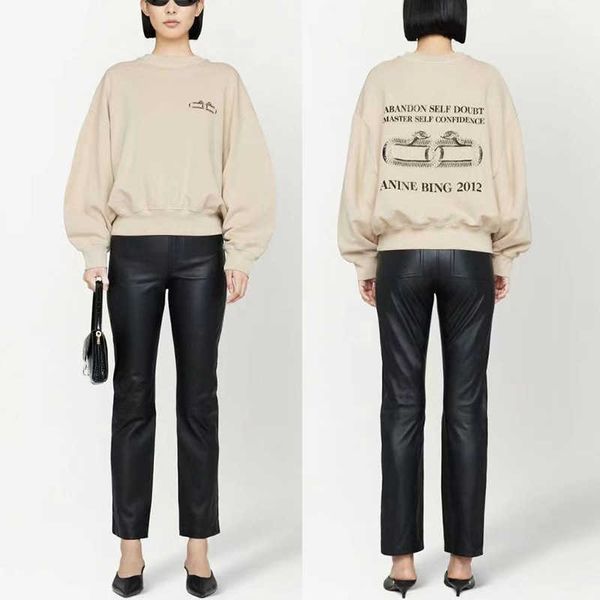 

anines bing women's sweatshirt minority ab snake letter pullover anines loop button printed bing fleece women's round neck sweater, Black