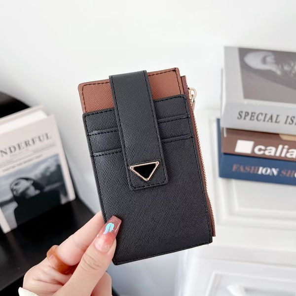 

wholesale fashion credit card holders luxurys designer for men women mini wallets genuine leather pure color card holder wallets with box, Brown;gray