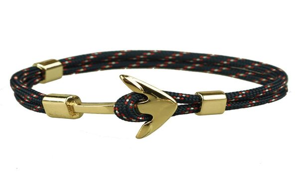 

men and women handmade gold anchor paracord link bracelet colorful woven bracelets2785017, Black