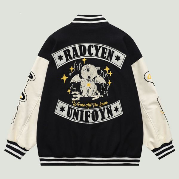 

mens jackets hip hop baseball bomber jacket streetwear letter embroidery patchwork varsity coats harajuku casual loose couples 230810, Black;brown