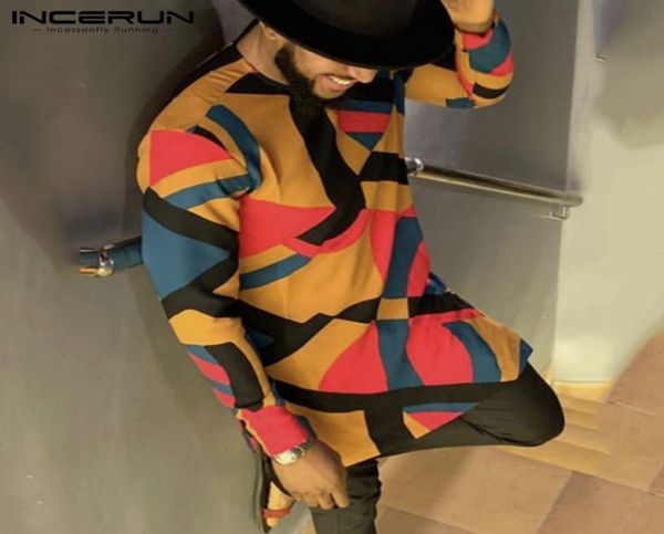 

incerun vintage dashiki shirt men african printed long sleeve round neck 2020 loose long casual men african clothes s5xl y208596105, White;black