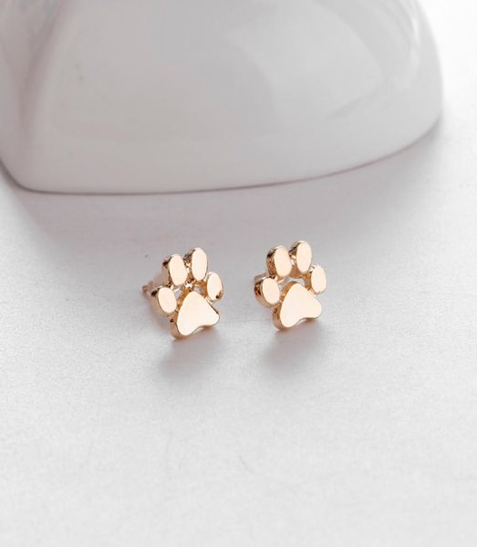 

hollow pet cat dog lover paw print stud earrings puppy memorial minimalist earring cute animal footprint gold silver plated earrin9015037, Golden;silver