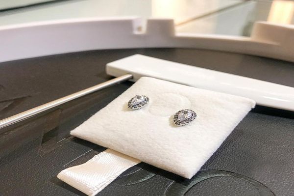 

whole fashion tear drop cz diamond stud earring for p 925 sterling silver women wedding gift box set earrings8650665, Golden;silver
