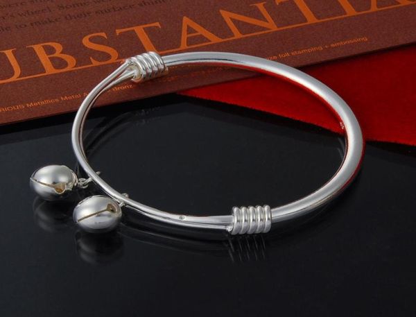 

factory direct whole 925 sterling silver bangle bracelets jingle bell fashion silver bracelet for women men 8149371, Black