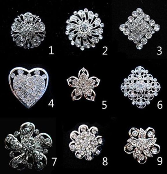 

silver tone small flower brooch clear rhinestone crystal diamante party prom pins8314467, Gray
