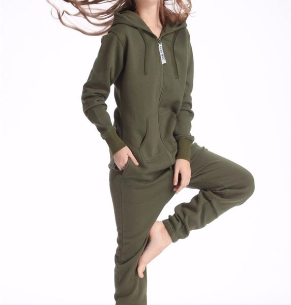 

nordic way army green jumpsuit hoodies fleece zip women men romper t2005092901507, Black;white