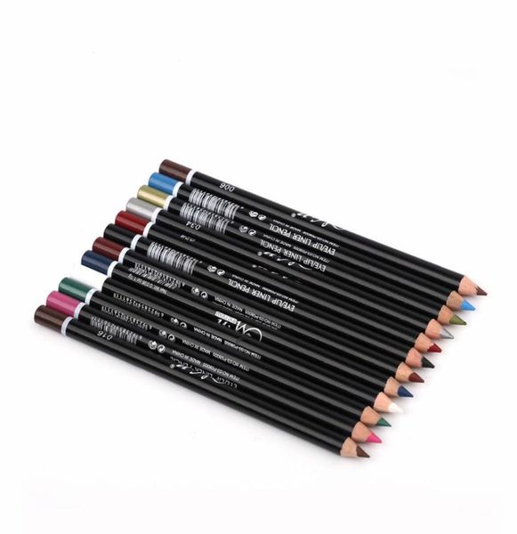 

menow 12 colorful eyeliner set colored waterproof pencil eye liner cosmetic wooden professional white red green black eyes makeup6273127