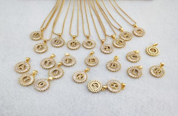 

gold color round micro pave crystal cubic zirconia 26 letter pendants charms necklace jewelry making for woman nk3489988476, Silver
