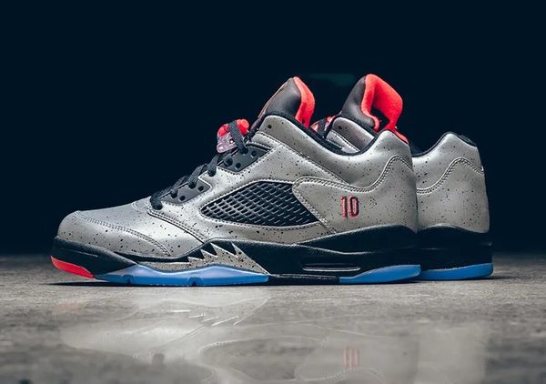 

authentic jumpman 5s men women shoes silvery red blue designer basketball shoes outdoor sneakers size available fast delivery with box