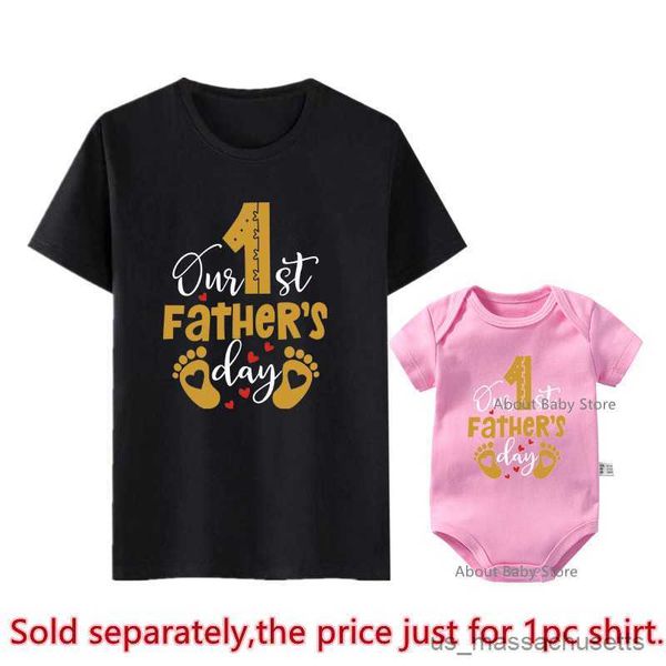 

family matching outfits new our first father's day 2023 family matching shirts cotton family look father baby rompers outfits new dad, Blue