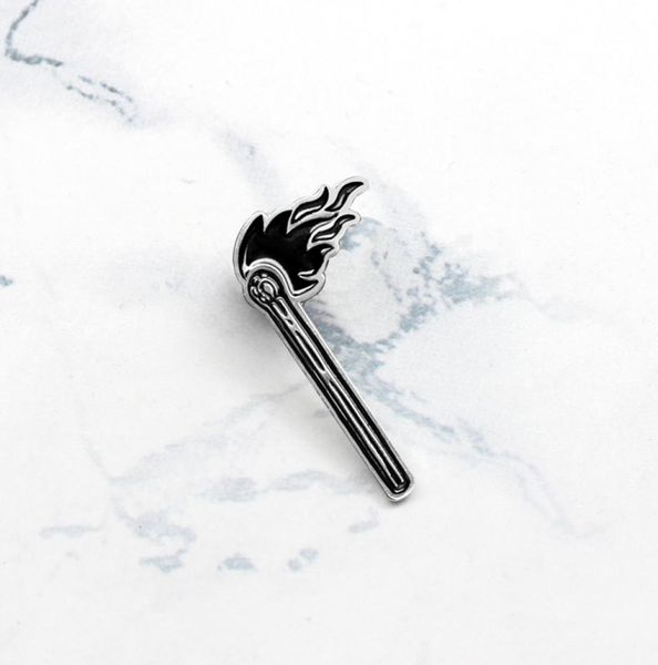 

matchstick black personality beautiful creative decoration special plant cartoon enamel lapel denim small black flame pins6172656, Gray