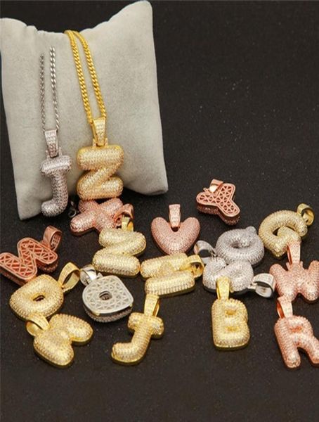 

az baguette initials letter pendant necklace with 24inch cuban chain gold silver zirconia men hip hop necklace jewelry5301404
